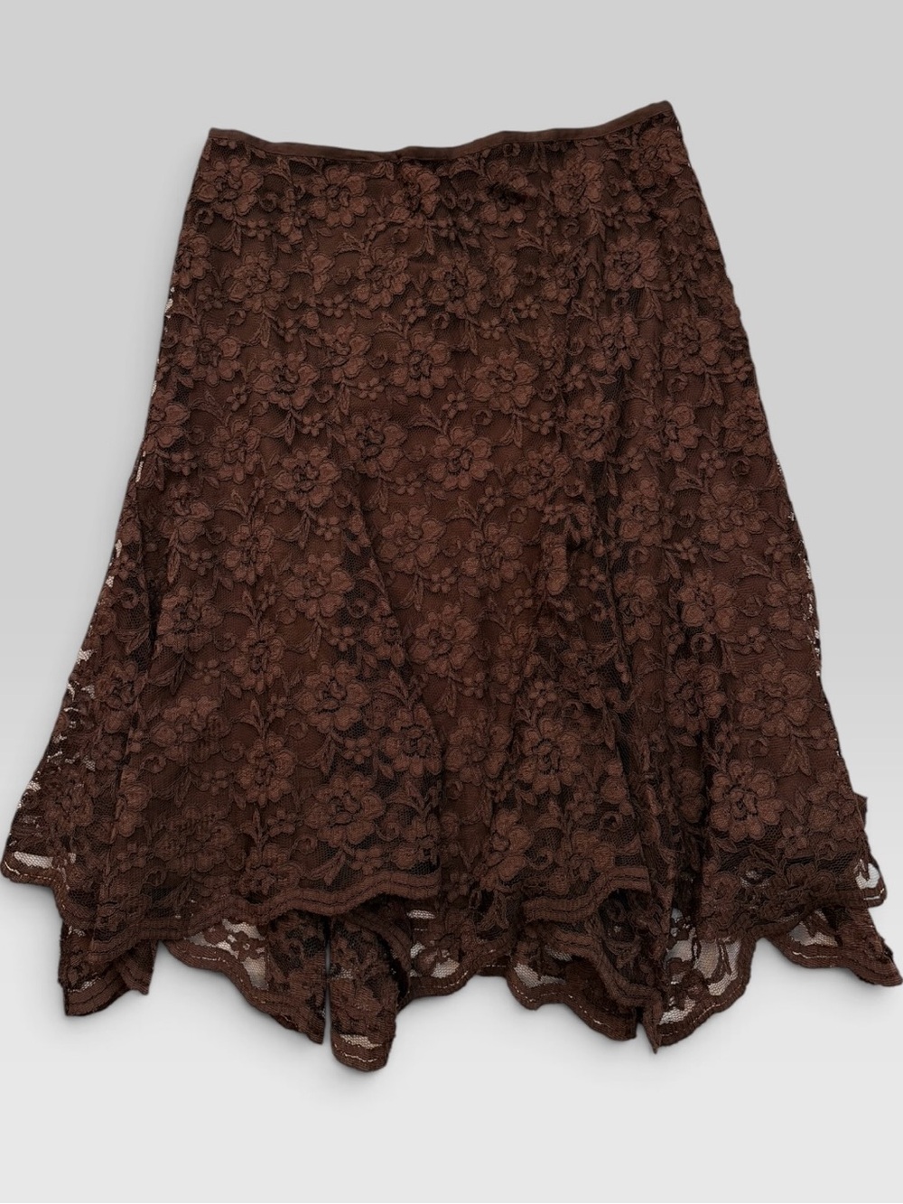 Liz Claiborne chocolate brown lace flared skirt